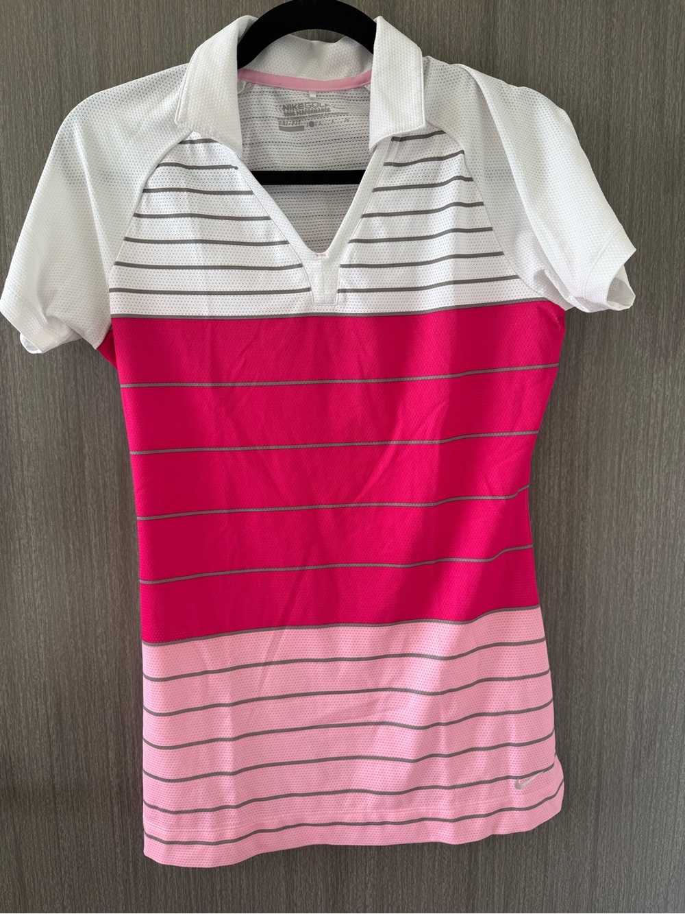 Nike Golf Women’s Pink Stripe Golf Polo Top Size S